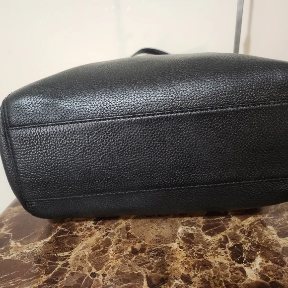 Kate Spade Black Pebble Leather Tote with Striped Bow GUC - Picture 14 of 16